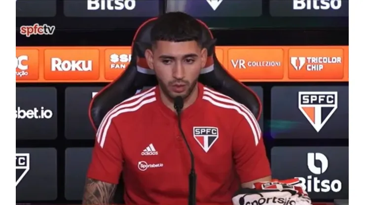 Nahuel Bustos foi contratado pelo São Paulo (Foto: Reprodução/SPFCTV)