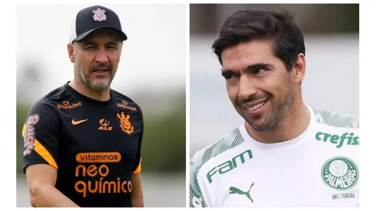Foto: Montagem de Rodrigo Coca/Ag. Corinthians e Cesar Greco/Palmeiras - Abel vê Vítor Pereira enfrentar crise no Corinthians às vésperas de dérbi