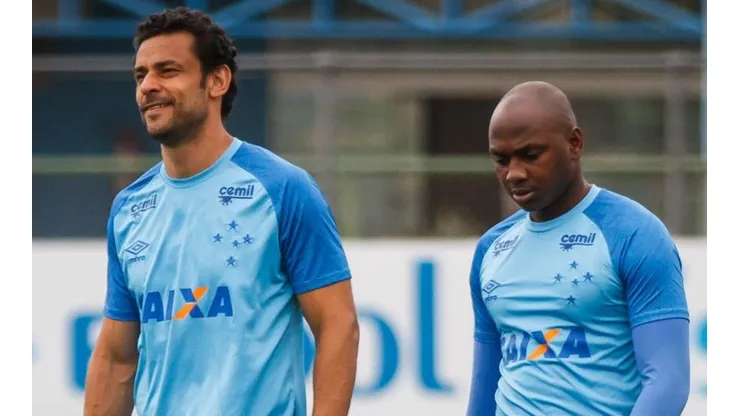 Fred e Sassá em treinamento na Toca, em 2018 - Foto: Vinnicius Silva/Cruzeiro