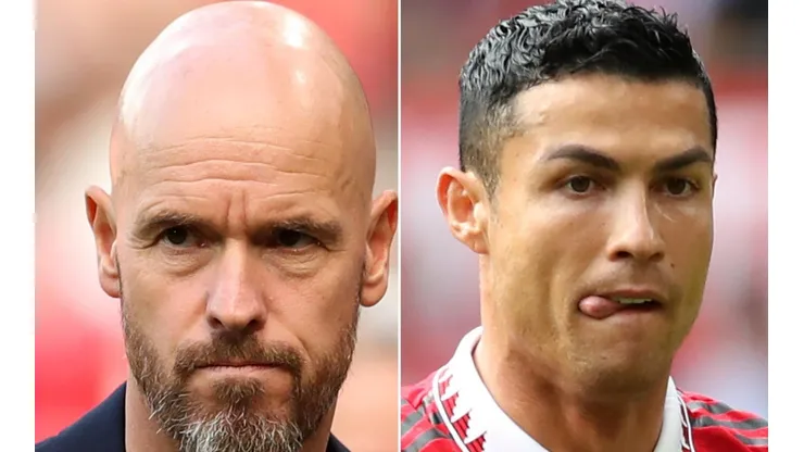 Fotos: Jan Kruger/Getty Images/Inglaterra - Ten Hag e Cristiano Ronaldo: situação desagradou o técnico do Manchester United