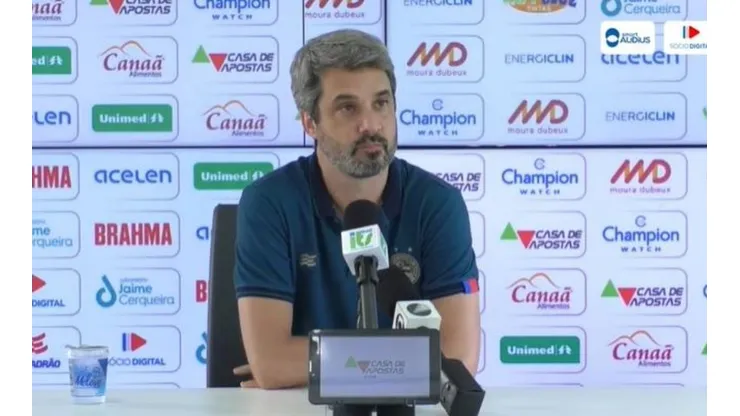 Reprodução TV Bahia/ "Reconheceu seus erros, pediu perdão"; diretor de futebol do Bahia fala sobre a contratação de Marcinho.