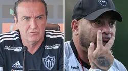 Fotos: Pedro Souza / Atlético / Divulgação - Cuca e Turco: novo técnico analisou o que precisa ser corrigido no time