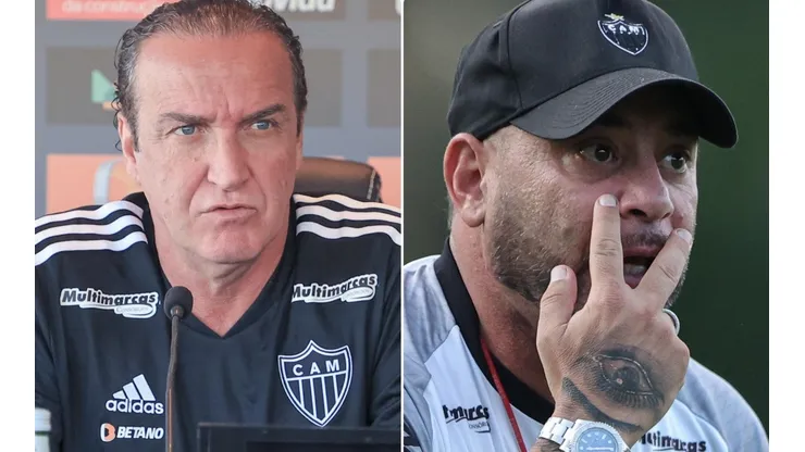 Fotos: Pedro Souza / Atlético / Divulgação - Cuca e Turco: novo técnico analisou o que precisa ser corrigido no time