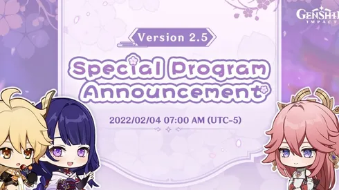 Genshin Impact terá Programa Especial da Versão 2.5 em 4 de fevereiro