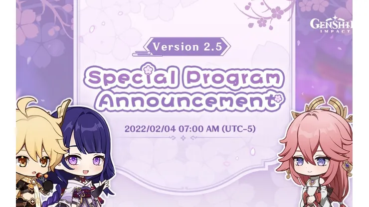 Genshin Impact terá Programa Especial da Versão 2.5 em 4 de fevereiro