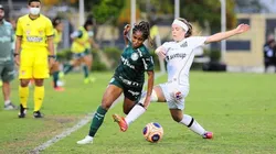 Registro de duelo entre Palmeiras X Santos, há algumas semanas, no Paulistão Feminino. (Foto: Reprodução Instagram Paulistão Feminino)