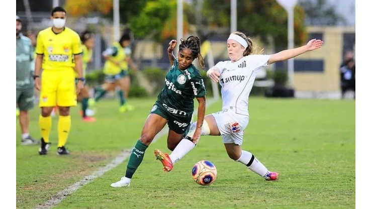 Registro de duelo entre Palmeiras X Santos, há algumas semanas, no Paulistão Feminino. (Foto: Reprodução Instagram Paulistão Feminino)