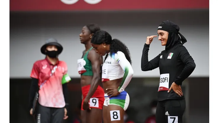 Antes da tomada de poder, Kamia Yousufi representou o Afeganistão na prova dos 100m nas Olimpíadas de Tóquio | Crédito: Getty Images