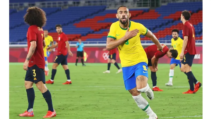 Matheus Cunha, autor do primeiro gol do Brasil contra a Espanha. (Foto: Getty Images)