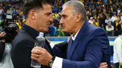 Berizzo e Tite, técnicos de Paraguai e Brasil, respectivamente (Foto: Getty Images)