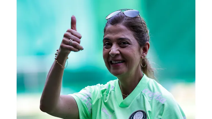SP - SAO PAULO - 03/12/2023 - BRASILEIRO A 2023, PALMEIRAS X FLUMINENSE - Leila Pereira presidente do Palmeiras no estadio Arena Allianz Parque antes da partida entre Palmeiras e Fluminense pelo campeonato Brasileiro A 2023. Foto: Fabio Giannelli/AGIF