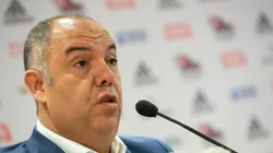 Braz durante coletiva — Foto: Alexandre Vidal / Flamengo