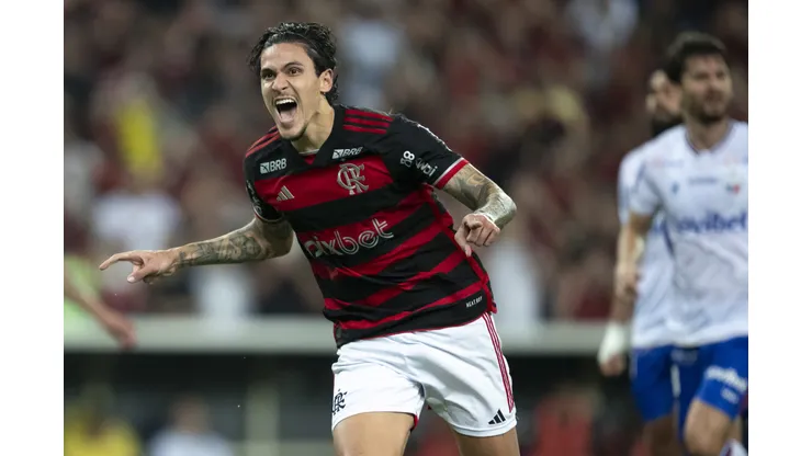 Pedro jogador do Flamengo comemora seu gol. Foto: Jorge Rodrigues/AGIF