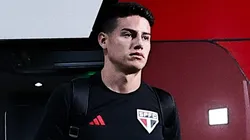 James Rodríguez, jogador do São Paulo, durante chegada da equipe para partida contra o Cuiabá no estádio Morumbi pelo Brasileirão Série A 2023 - Foto: Fabio Giannelli/AGIF