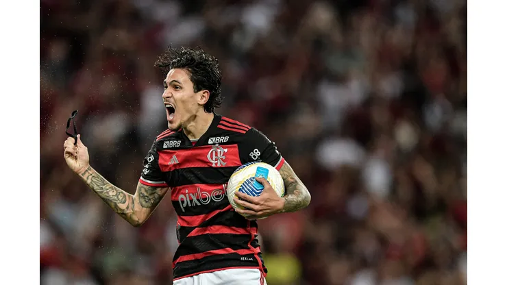 Pedro jogador do Flamengo comemora seu gol. Foto: Thiago Ribeiro/AGIF