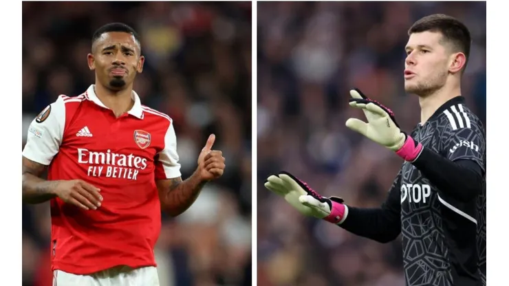 Foto 1: Gabriel Jesus, atacante brasileiro, xodó da torcida do Arsenal - Por: Catherine Ivill/Getty Images; Foto 2: Meslier, goleiro francês, que vem se destacando pelo Leeds - Por: George Wood/Getty Images