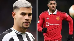 Foto 1: Bruno Guimarães, volante brasileiro titular absoluto do Newcastle - Por: George Wood/Getty Images; Foto 2: Rashford, atacante inglês destaque do Manchester United - Por: Michael Regan/Getty Images