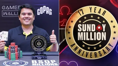 Ricardo Nagatomo faturou o Sunday Million de aniversário (Fotos: Rafael Terra/BSOP e Divulgação/PokerStars)
