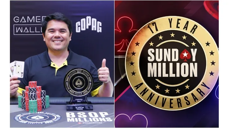 Ricardo Nagatomo faturou o Sunday Million de aniversário (Fotos: Rafael Terra/BSOP e Divulgação/PokerStars)