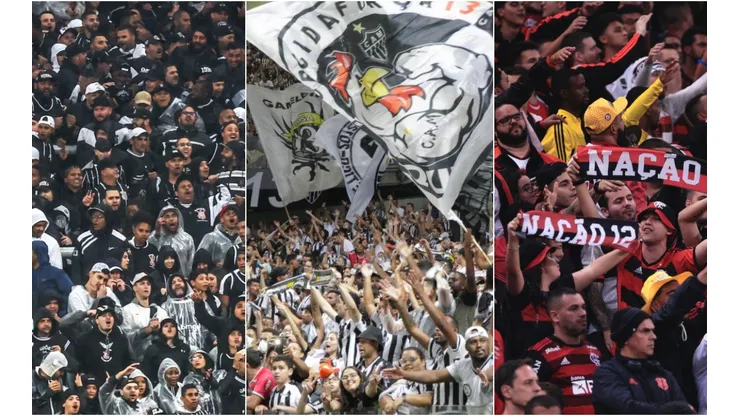 Foto: Jorge Rodrigues/Fernando Moreno/AGIF - Torcida do Corinthians, Atlético-MG e Flamengo