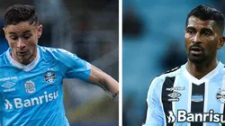 Pedro H. Tesch/AGIF e Maxi Franzoi/AGIF - Thiago Santos e Diogo Barbosa no Grêmio.