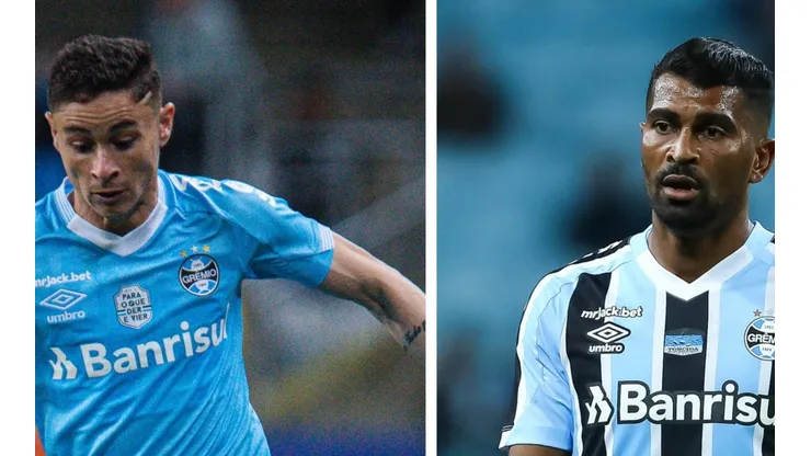 Pedro H. Tesch/AGIF e Maxi Franzoi/AGIF - Thiago Santos e Diogo Barbosa no Grêmio.