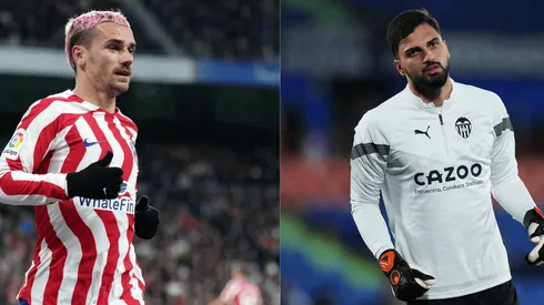 Foto 1: Griezmann, atacante do Atlético de Madrid - Por: Angel Martinez/Getty Images; Foto 2: Mamardashvili, goleiro do Valencia - Por: Angel Martinez/Getty Images