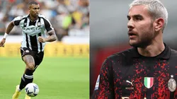 Foto 1: Walace, volante brasileiro titular da Udinese - Por: Francesco Pecoraro/Getty Images; Foto 2: Theo Hernandez, lateral francês, vice-campeão na Copa do Mundo do Catar, e titular do Milan - Por: Marco Luzzani/Getty Images