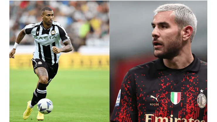 Foto 1: Walace, volante brasileiro titular da Udinese - Por: Francesco Pecoraro/Getty Images; Foto 2: Theo Hernandez, lateral francês, vice-campeão na Copa do Mundo do Catar, e titular do Milan - Por: Marco Luzzani/Getty Images