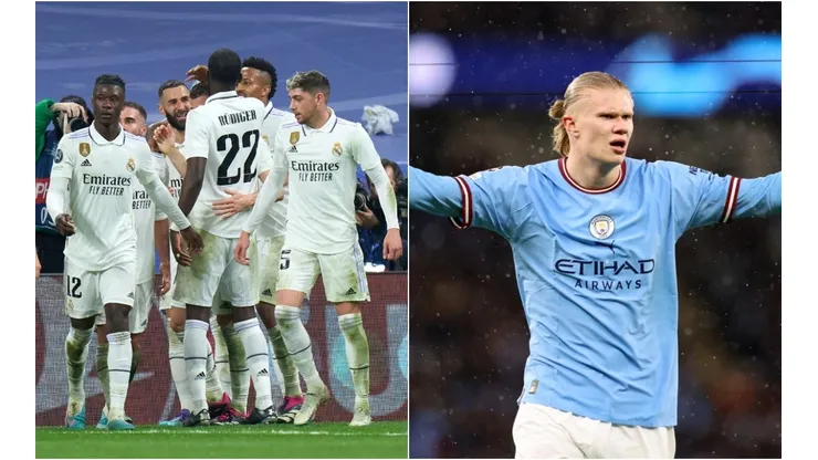 Fotos: Angel Martinez/Getty Images e Catherine Ivill/Getty Images - Real Madrid e Haaland se destacaram na rodada da Champions League
