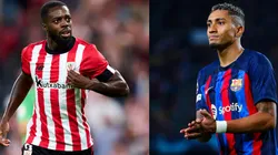 Foto: Iñaki Williams, atacante do Athletic Bilbao - Por: Juan Manuel Serrano Arce/Getty Images; Foto 2: Raphinha, atacante do Barcelona. - Por: Eric Alonso/Getty Images