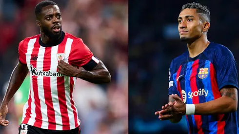 Foto: Iñaki Williams, atacante do Athletic Bilbao – Por: Juan Manuel Serrano Arce/Getty Images; Foto 2: Raphinha, atacante do Barcelona. – Por: Eric Alonso/Getty Images