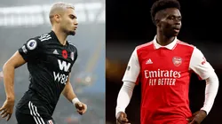 Foto 1: Andreas Pereira em ação pelo Fulham - Por: Catherine Ivill/Getty Images; Foto 2: Saka atuando pelo Arsenal - Por: Clive Rose/Getty Images