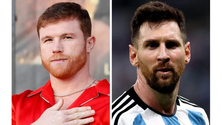 Sarah Stier e Dean Mouhtaropoulos/Getty Images. Canelo Alvarez foi criticado por ameaça direcionada a Messi