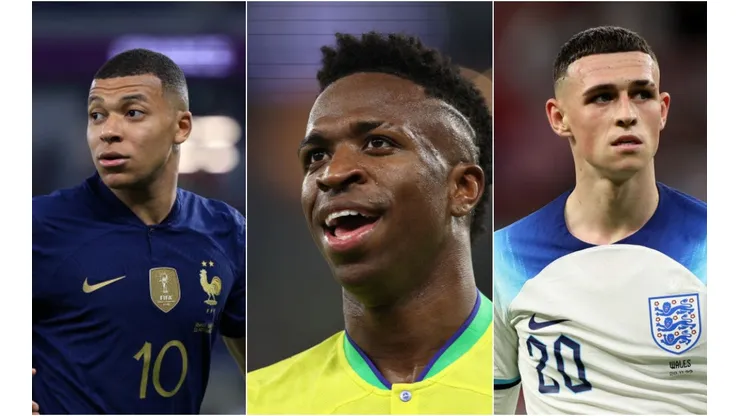 Buda Mendes/ Clive Brunskill/Francois Nel/Getty Images - Mbappé, Vinícius Júnior e Phil Foden