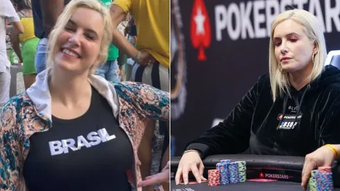 Vanessa Kade acompanhou jogo do Brasil em bar no Rio de Janeiro (Fotos: Reprodução instagram oficial Vanessa Kade @vanessakade e Rafael Terra/BSOP)