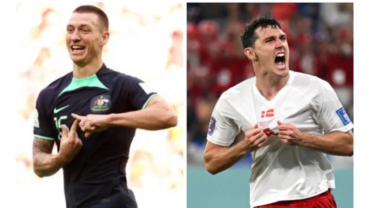 Duke comemora seu gol contra a Tunísia (Photo by Robert Cianflone/Getty Images) - Christensen celebra seu gol contra a França (Photo by Clive Mason/Getty Images)