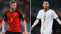 Getty Images/Matthias Hangst e Getty Images/Fran Santiago - De Bruyne e Ziyech se enfrentam