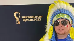 Leo Rizzo e o acessório indígena que lhe é característico nos jogos da Copa (Foto: Reprodução instagram oficial Leo Rizzo @leorizzo82)