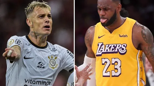 Agif/Thiago Ribeiro e Getty Images/Jayne Kamin-Oncea - Roger Guedes toma 'bolo' LeBron James