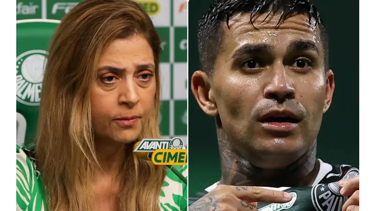 Foto: Cesar Greco/Palmeiras/Divulgação - Leila Pereira e Dudu: renovação do atacante com Palmeiras está em pauta