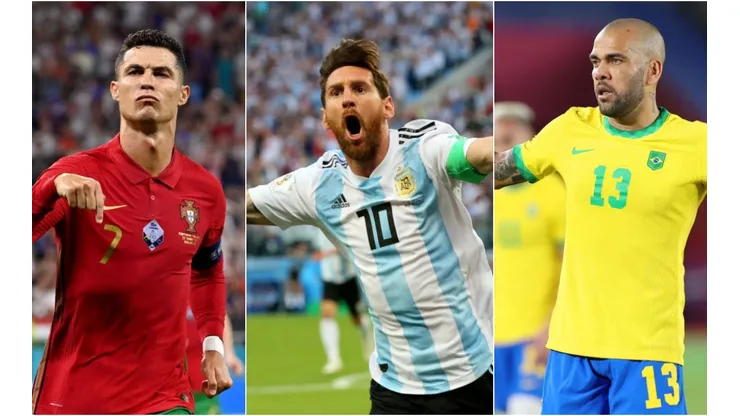 Tibor Illyes/Alex Livesey/Alexander Hassenstein/Getty Images - Cristiano Ronaldo, Messi e Daniel Alves