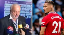 Belmonte falou sobre o dinheiro que o São Paulo recebeu de Antony (Foto: Reprodução/Bolavip - Divulgação/Manchester United)