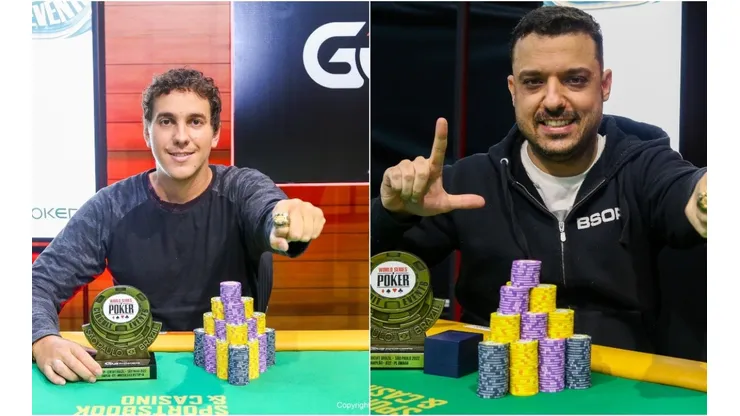 Fernando Oliveira (esquerda) e Marcelo Lontra (direita) venceram torneios na WSOP (Foto: Rafael Terra/WSOP Brazil)