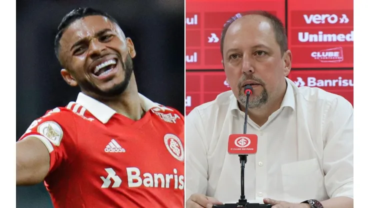 Fotos: Maxi Franzoi/AGIF e Ricardo Duarte/Inter/Divulgação - Wanderson e Barcellos: atacante e presidente se manifestaram sobre futuro no Inter