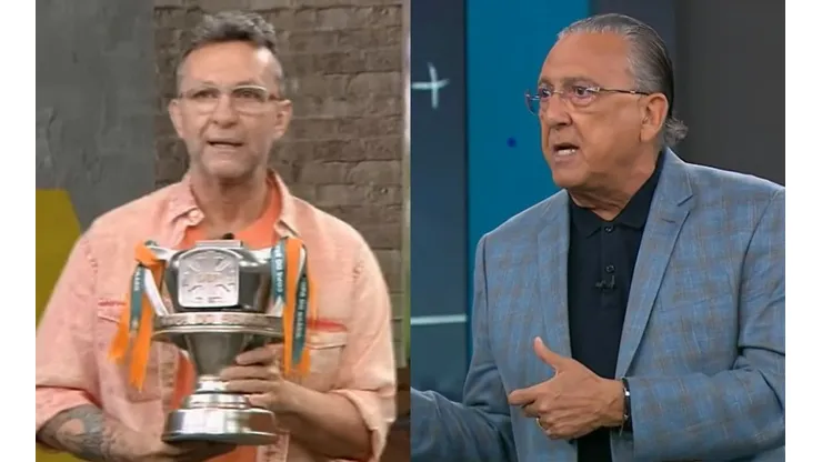Foto Neto: Reprodução Os Donos da Bola/YouTube e Foto Galvão: Reprodução GE/YouTube - Neto dá invertida em Galvão