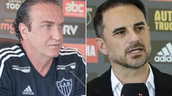 Fotos: Pedro Souza / Atlético / Divulgação - Cuca e Caetano: dupla discorda sobre planos do Galo para 2023