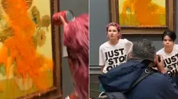 Ativistas jogam sopa de tomate em quadro de Van Gogh como protesto e se colam em parede de museu