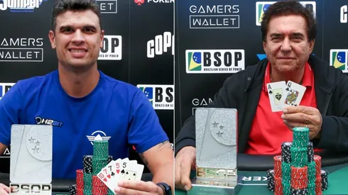 Jorge Breda (esquerda) e Antônio Santichio (direita) levaram os troféus de campeão do BSOP (Fotos: Rafael Terra/BSOP)