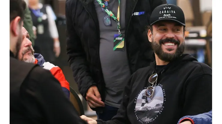 O rapper Gabriel, O pensador, é só sorrisos na Etapa de Gramado do BSOP (Foto: Rafael Terra/BSOP)